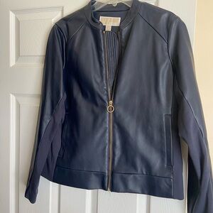 Michael Kors Dark Blue Faux Leather Jacket